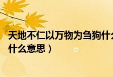 天地不仁以萬物為芻狗什么意思?。ㄌ斓夭蝗?以萬物為芻狗什么意思）