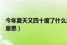 今年夏天又四十度了什么意思?。ń衲晗奶煊炙氖攘耸裁匆馑迹?class=