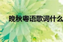 晚秋粵語(yǔ)歌詞什么意思(晚秋粵語(yǔ)歌詞)