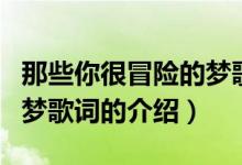 那些你很冒險的夢歌詞（關(guān)于那些你很冒險的夢歌詞的介紹）
