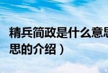精兵簡政是什么意思（關(guān)于精兵簡政是什么意思的介紹）