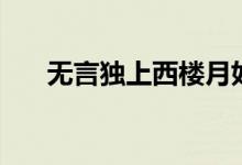 無言獨(dú)上西樓月如鉤（無言獨(dú)上西樓）