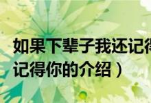 如果下輩子我還記得你（關(guān)于如果下輩子我還記得你的介紹）