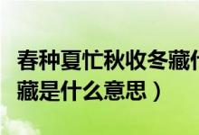春種夏忙秋收冬藏什么意思（春生夏長秋收冬藏是什么意思）