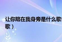 讓你陪在我身旁是什么歌名（與其讓你在我懷中枯萎是什么歌）
